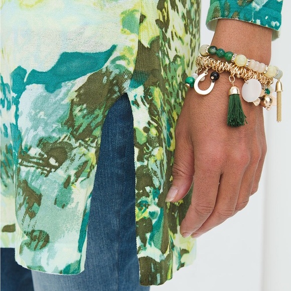 Chico’s 4 (XXL) Foliage-Print Duster Cardigan - Picture 7 of 14